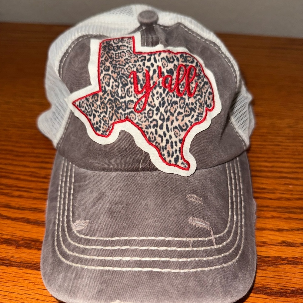 Gray Leopard Print Texas Trucker Hat